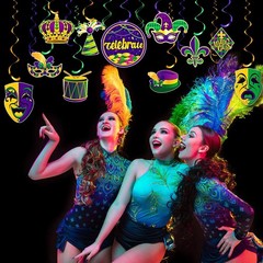 30 Pieces Mardi Gras Decorations Party Supplies Mardi Gras Tinsel Garland Hangin