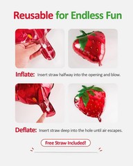 10 PCS Smiley Strawberry Balloons Mixed, Strawberry Foil Balloons – 28 Inch, …