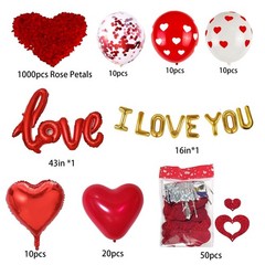 1060PCS Valentine’s Day Balloons Kit with 1000 Pcs Silk Rose Petals I Love Yo…