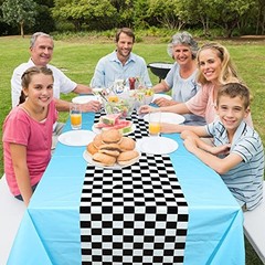 Car Birthday Party Supplies Racing Decorations 50s Party Tablecloth 2 Sky Blue