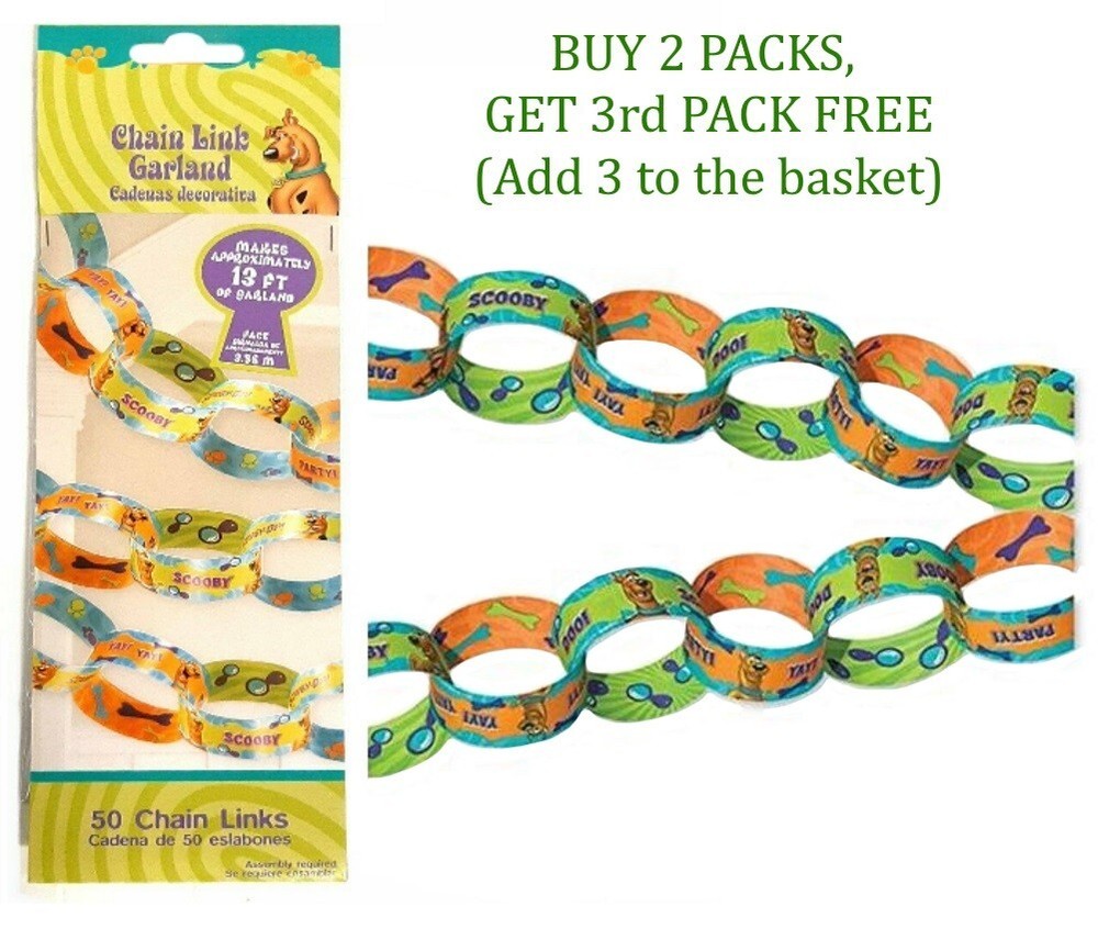 Scooby Doo 13ft Garland – 50 Paper Chain Links – Birthday Party Decorations