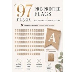 Pre-Printed Banner Kit – 97 BURLAP Flags with WHITE Letters, Numbers & Symbol…