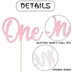 Pink 1st Birthday Centerpiece Sticks Glitter Number 1 Table Party Decoration