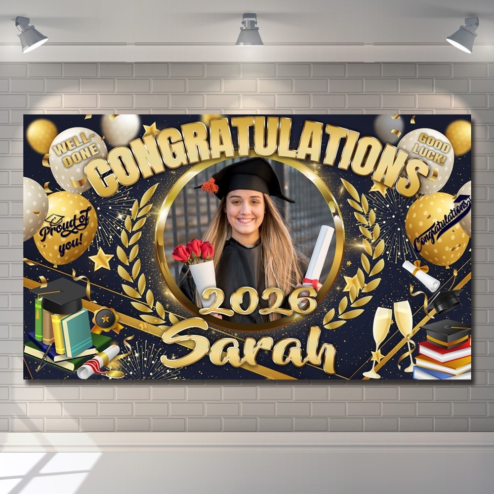 Personalised Graduation Photo Banner for Graduation School Party Event 2026