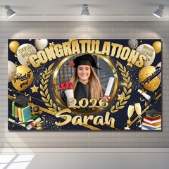 Personalised Graduation Photo Banner for Graduation School Party Event 2026