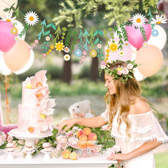 Flower Leaves Banner Paper Flower Garland Paper Wildflower Party Decorations Flo