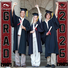 Graduation Decorations 2026 2027- Maroon Congrats Grad Porch Banner for Graduati