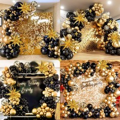 Black and Gold Balloon Arch Kit 117 PCS, AivaToba Gold and Black Party