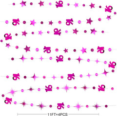 Hot Pink Number 16 Circle Dot Twinkle Star Garland Hanging Streamer Bunting Bann