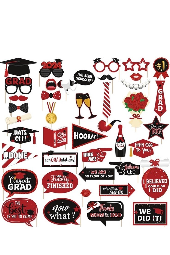 Graduation Party Photo Booth Props , Attached To The Stick 41 Pieces