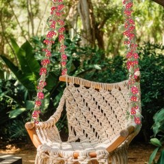 2 Pcs Silk Wildflower Garland Spring Daisies Flowers Garland Outdoor Rose Red