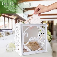 OurWarm Wedding Card Box for Reception, PVC Gift Holder PVC, White