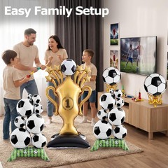 5 Pcs Soccer Balloons Party Decorations Set, Extra Large Trophy & World Cup F…