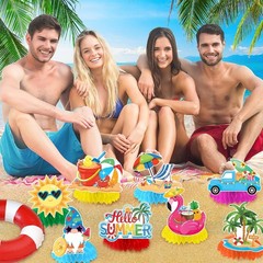 8PCS Summer Beach Pool Party Decorations, Honeycomb Centerpieces