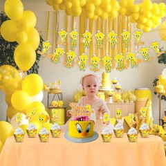 Twety Theme Party Supplies – Complete Cartoon-Inspired Decoration Set with Ga…