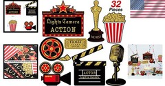 Movie Party Decorations Red Carpet Cutouts Cards Table Toppers 32pcs