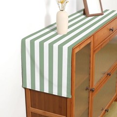 and White Cabana Striped Table Runner Baby Shower Birthday 13″ x 72″ Sage Green