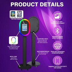 Photo Booth Stand RGB Ring Light Selfie Station for 10.2″-13″ iPad Wedding Party