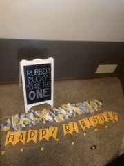 Rubber Ducky You’re The ONE 1st Birthday Party Decoration Easel Sign Chalkboard