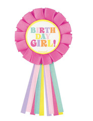 2 – 321 Party! Multicolor Birthday Ribbon Girl Pink Badge