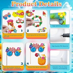 Complete Hawaiian Luau Selfie Kit – 30 Props with Inflatable Frame for Parties