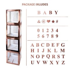 Baby Shower Decoration Boxes Kit, 4 pcs Rose Gold Transparent Balloon Boxes w…