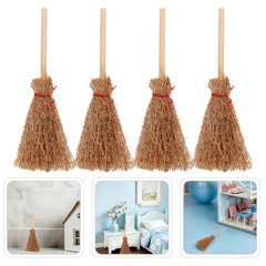 30Pcs Miniature Witch Brooms Light Brown Wood Mini Dollhouse Accessories Set