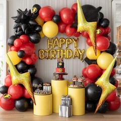 4 Pcs Lightning Bolt Balloons, Huge Yellow Lightning Aluminum Foil Balloons f…