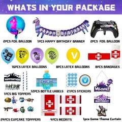 Happy Birthday Party Decor Fortnight Video Game Balloon kit for kids and gamers