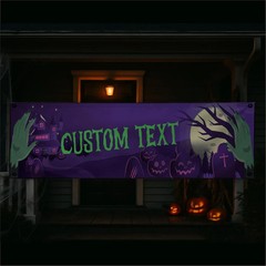 Personalized Halloween Haunted House Banner Custom Vinyl Yard Party Backdrop