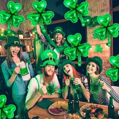 12 Pcs St Patrick Day Balloons,18 Inch Shamrock Balloons,Clover Foil Balloon,…