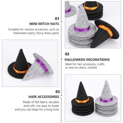 10pcs Mini Felt Witch Hats Handmade Wine Bottle Decor for DIY Hair Accessories