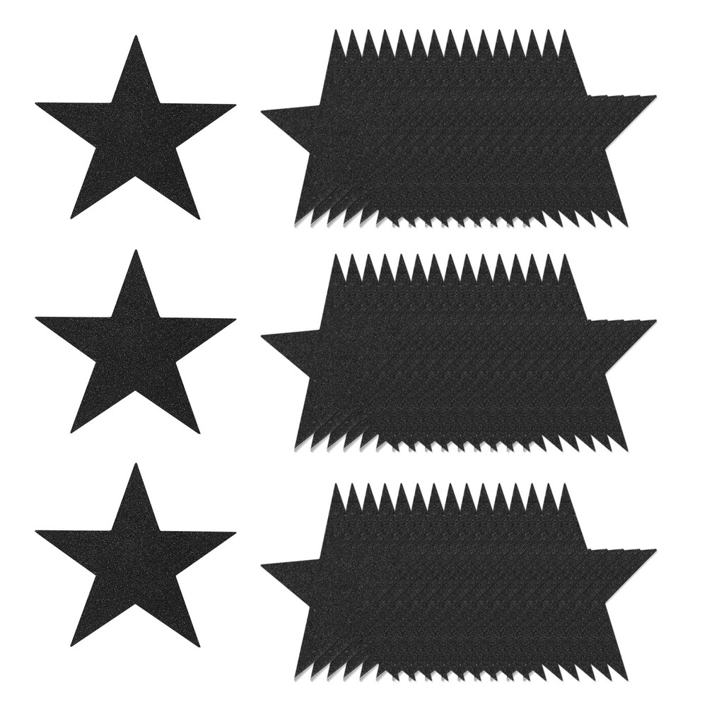 50 Pcs 6 Inch Double Printed Glitter Star Cutouts, Black