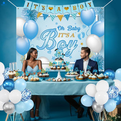 Blue Baby Shower Decorations for Boy Party Decor Kit with It’s