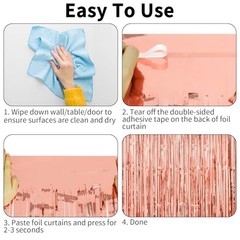 Thicken Tinsel Backdrop 2 Pack 3.3 x 6.6 39.4″W x 78.7″L (Pack of 2) Rose Gold