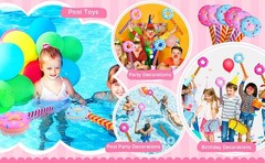 6 Pcs Inflatable Donut Balloons 33 Inch Candy Party Decorations Pool Float