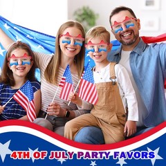 Red White Blue Sunglasses 3 PCS for Women Men, Patriotic Star 3.0 4th of July