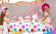 Paint Party Decorations 3Pcs Art Party Tablecloth Plastic Watercolor Painting