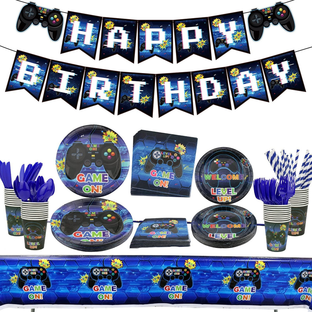 Video Game Party Supplies – Gamer Birthday Decoration Kit for Boys Including …