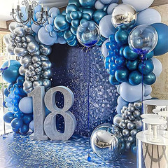 22 Inch Blue Mylar Balloons, 10Pcs Big Metallic Balloons,Large 4D Giant round…