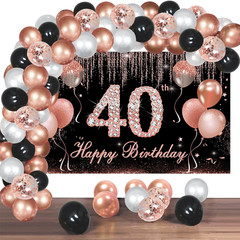 Rose Gold Black 40th Birthday Decorations Backdrop Balloon Arch Garland Kit Wome