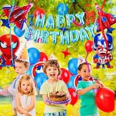 Birthday Decorations for boys,Superhero Birthday Balloon Garland for Kids, Co…
