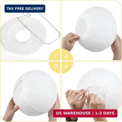 LIHAO 10 Inch White Round Paper Lanterns (10 Pack)