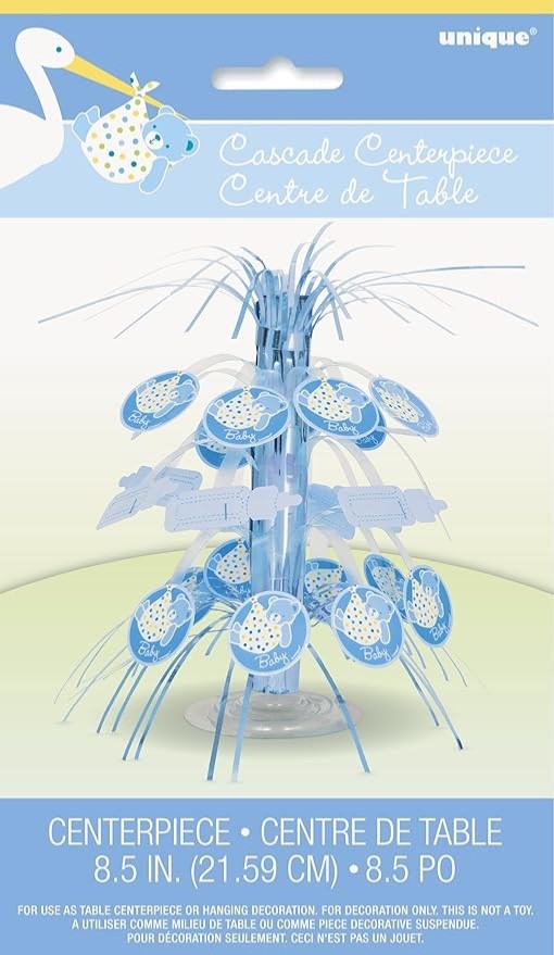 BABY BOY STORK Cascade Centerpiece Baby Shower Decoration Party Supplies 8.5”