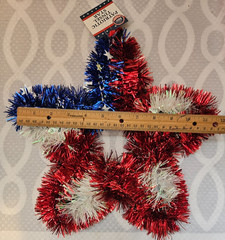 Red White & Blue Patriotic Tinsel Star/ 4th Of July Party Decor America Birthday