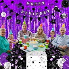 Purple and Black Party Decorations for Women Girls, Purple Birthday Decoratio…
