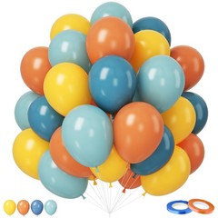Retro Blue Yellow Orange Balloons, 12 Inch here come balloon Blue and Orange …
