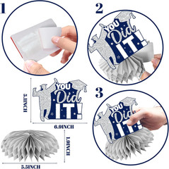 12Pcs Graduation Table Decorations,Silver and Navy Blue Graduation Decorations 2