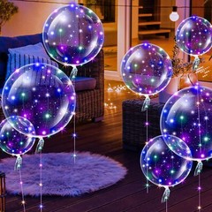 50PCS LED Light Up BoBo Balloons 20in Party Birthday Transparent Bubble Balloon