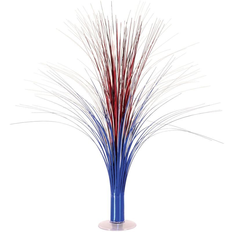 Red Silver and Blue Metallic Spray Centerpiece 19″ Foil Patriotic Red White Blue